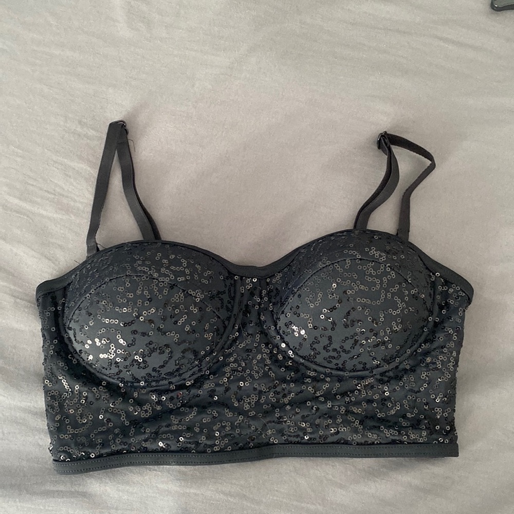 black sequin costume top // Size: Petite Adult